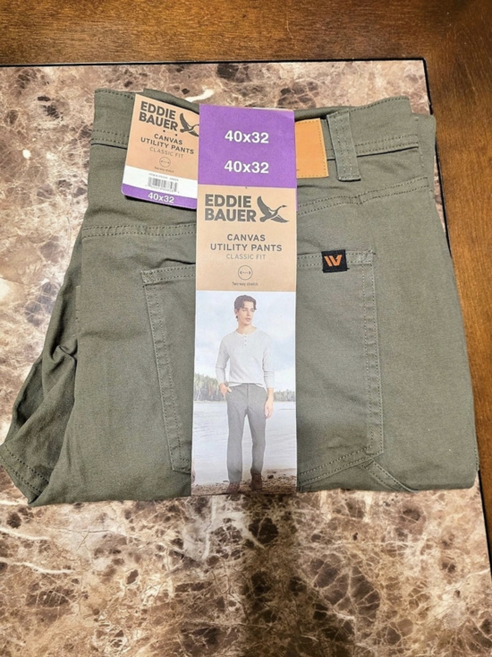 Eddie Bauer Canvas Utility Pants Men's Green Waist 40x32